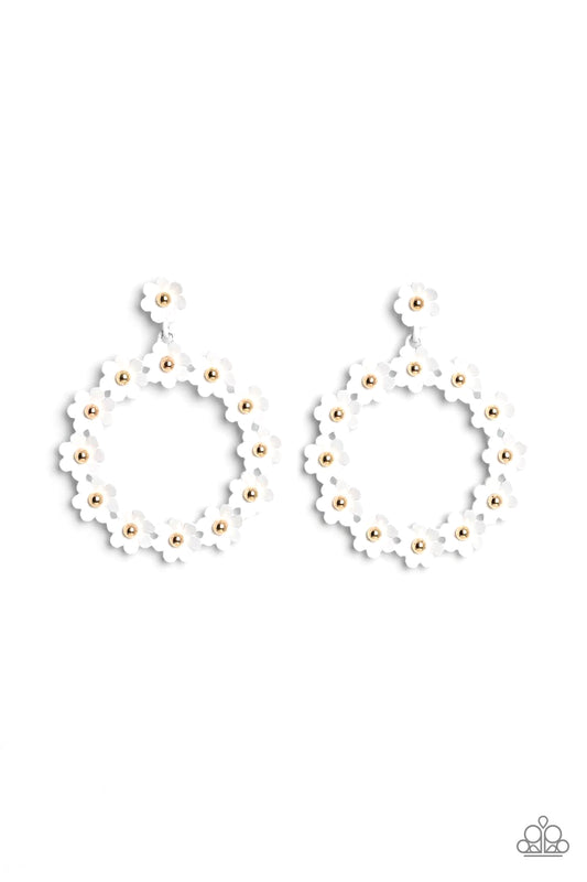 Daisy Meadows - White Earring - Paparazzi - Dare2bdazzlin N Jewelry