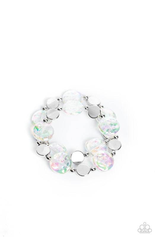 Discus Throw - White Bracelet - Paparazzi - Dare2bdazzlin N Jewelry