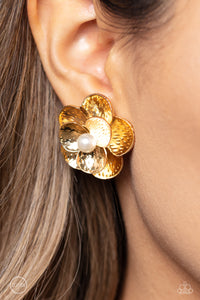 Miami Magic - Gold Clip-on Earring - Paparazzi - Dare2bdazzlin N Jewelry