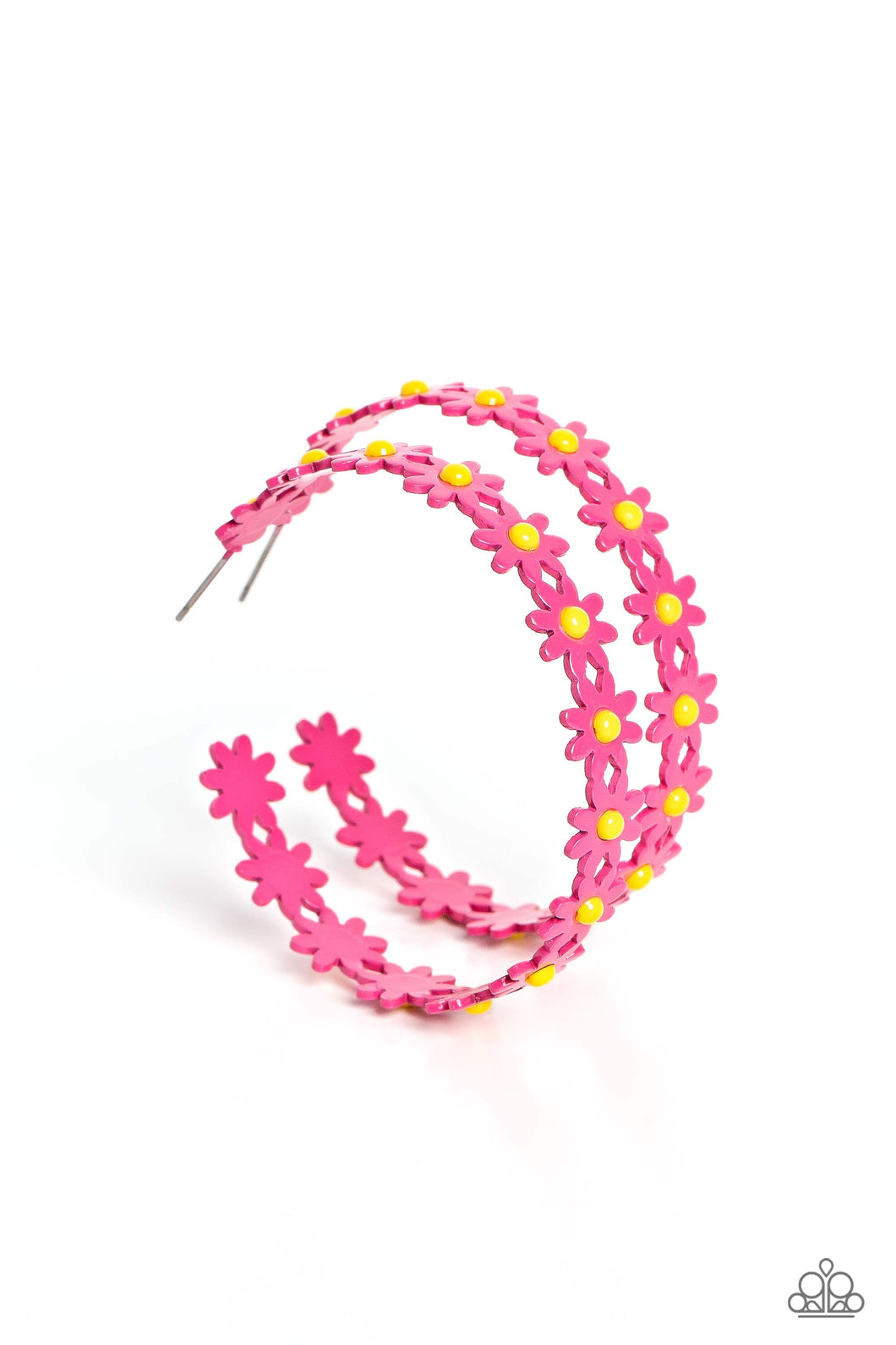 Daisy Disposition - Pink Hoop Earring - Paparazzi - Dare2bdazzlin N Jewelry