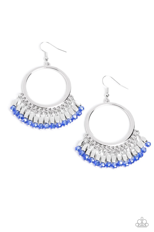 Fringe Fanfare - Blue Earring - Paparazzi - Dare2bdazzlin N Jewelry