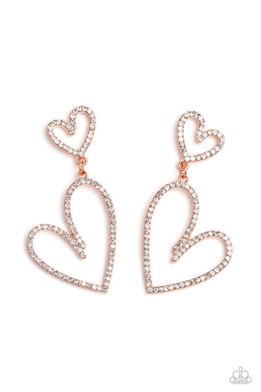 Doting Duo - Copper Earring - Paparazzi - Dare2bdazzlin N Jewelry