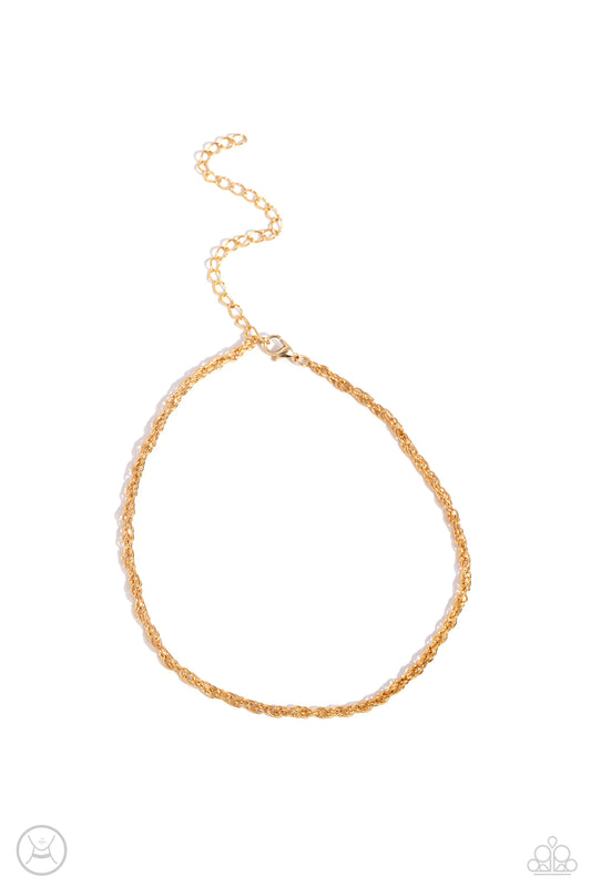 Glimmer of ROPE - Gold Choker Necklace - Paparazzi - Dare2bdazzlin N Jewelry
