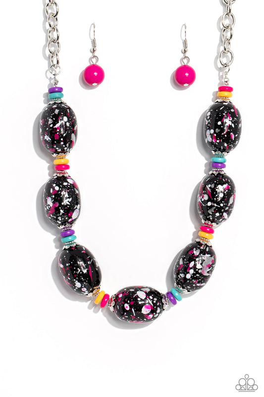No Laughing SPLATTER - Pink Necklace - Paparazzi - Dare2bdazzlin N Jewelry