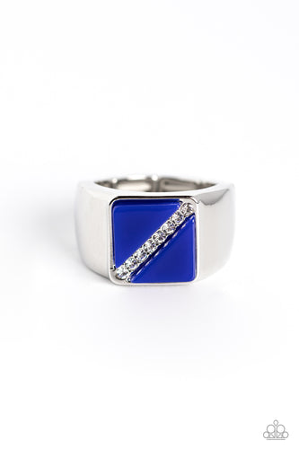 Diagonally Dominant - Blue Ring - Paparazzi - Dare2bdazzlin N Jewelry
