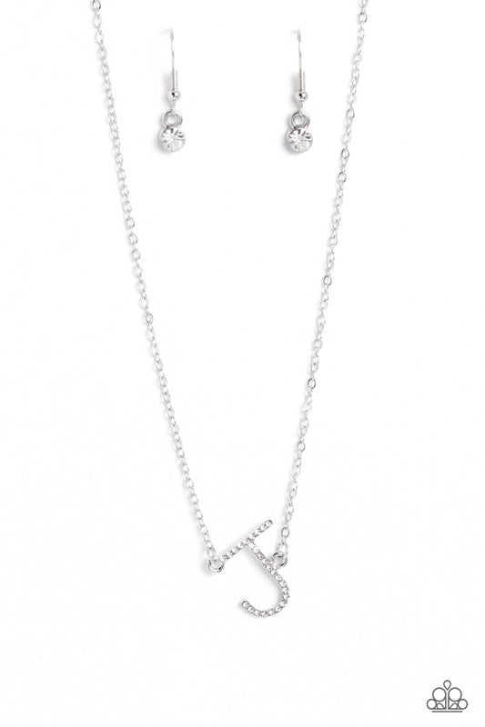 INITIALLY Yours - J - White Necklace - Paparazzi - Dare2bdazzlin N Jewelry