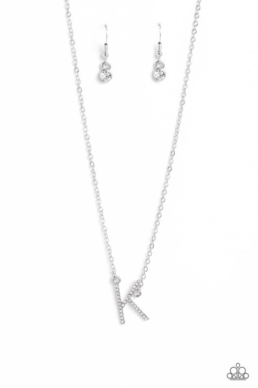 INITIALLY Yours - K - White Necklace - Paparazzi - Dare2bdazzlin N Jewelry
