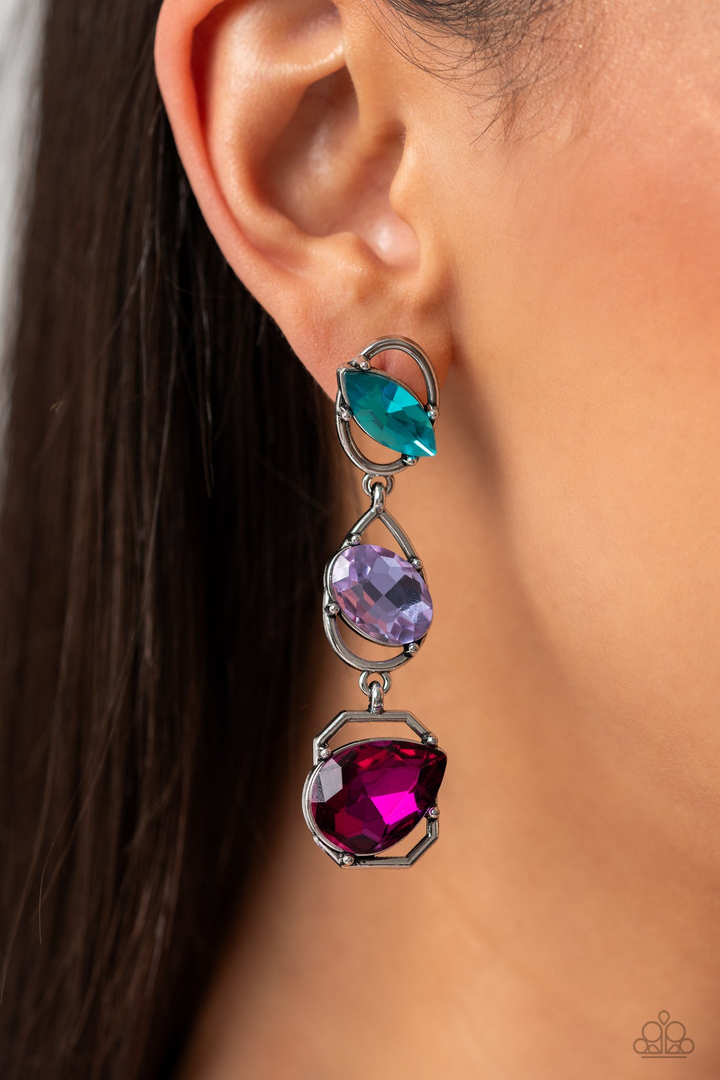 Dimensional Dance - Multi Post Earring - Paparazzi - Dare2bdazzlin N Jewelry
