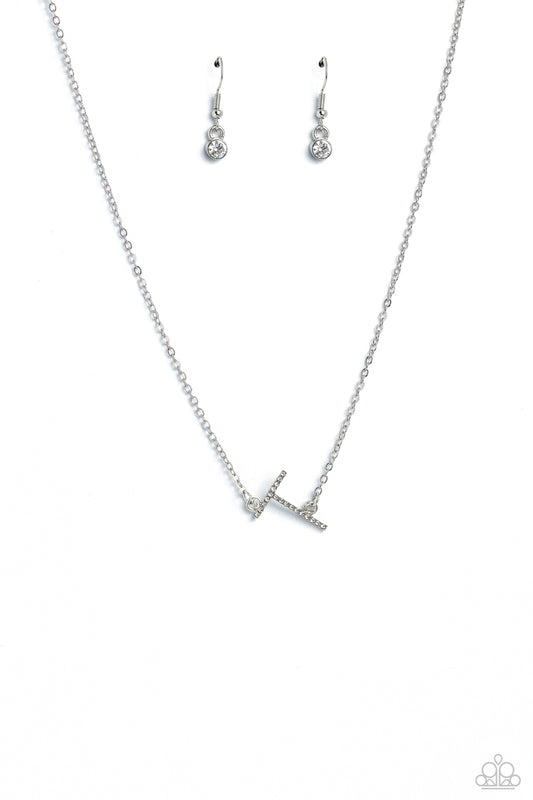 INITIALLY Yours - T - White Necklace - Paparazzi - Dare2bdazzlin N Jewelry