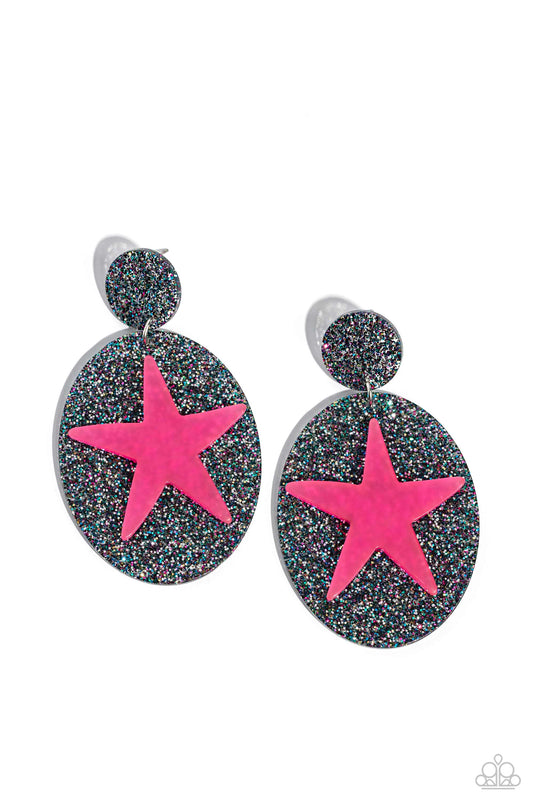 Galaxy Getaway - Pink Earring - Paparazzi - Dare2bdazzlin N Jewelry