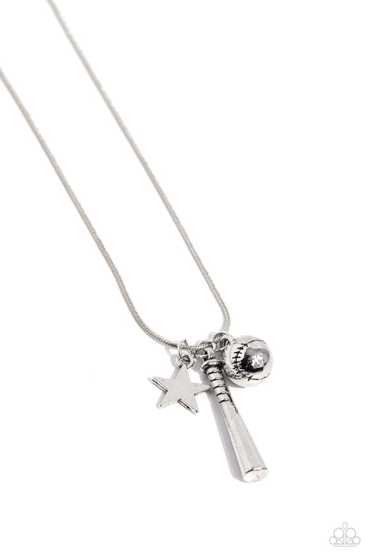Hey Batter Batter! - Silver Necklace - Paparazzi - Dare2bdazzlin N Jewelry