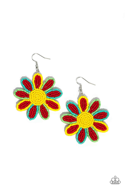 Decorated Daisies - Red Earring - Paparazzi - Dare2bdazzlin N Jewelry
