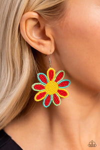 Decorated Daisies - Red Earring - Paparazzi - Dare2bdazzlin N Jewelry