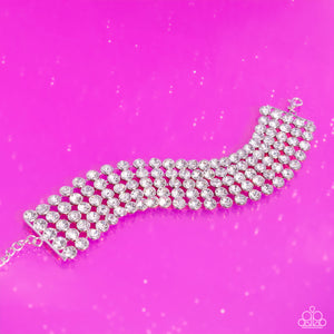 GLASSY Gallery - White Bracelet - Paparazzi - Dare2bdazzlin N Jewelry
