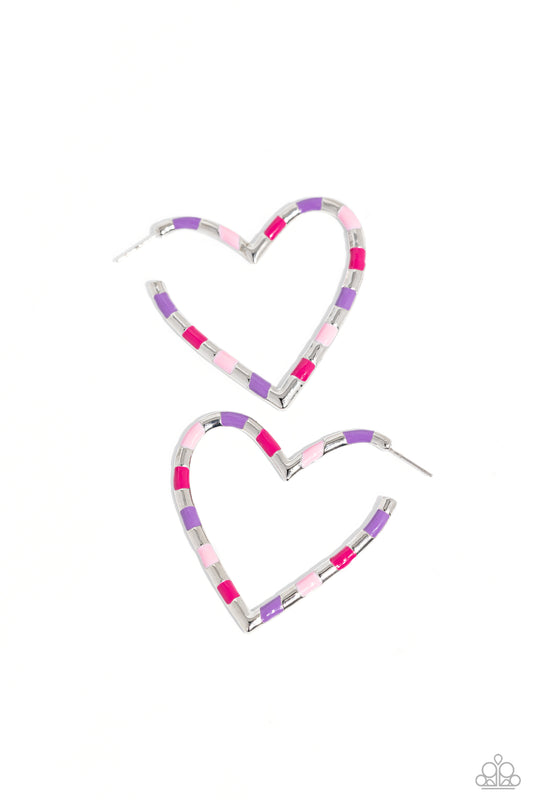 Striped Sweethearts - Pink Earring - Paparazzi - Dare2bdazzlin N Jewelry