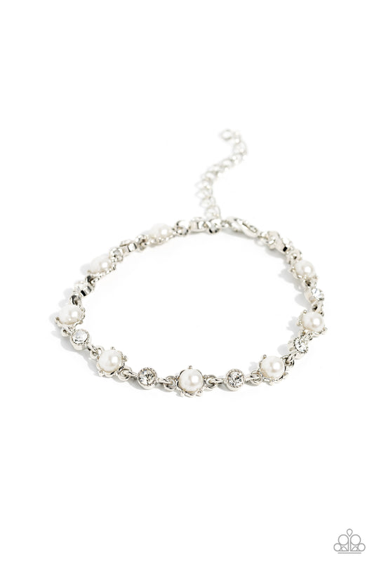 Particularly Pronged - White Bracelet - Paparazzi - Dare2bdazzlin N Jewelry