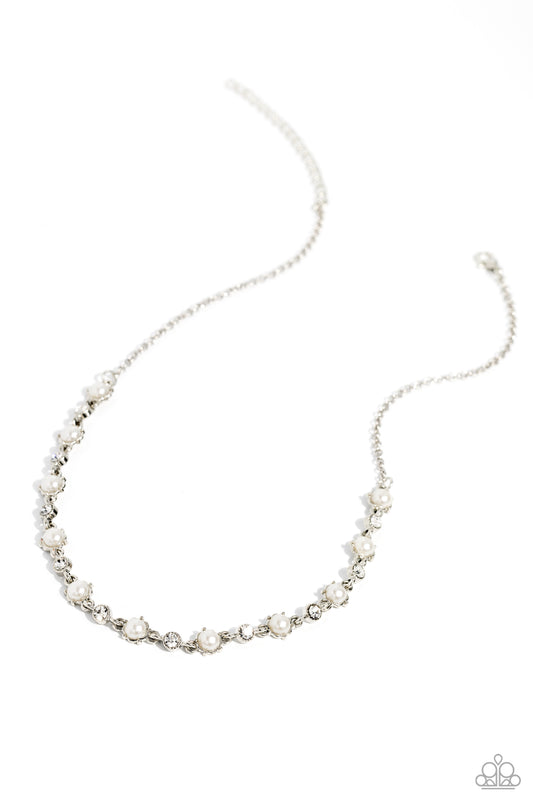 Pronged Passion - White Necklace - Paparazzi - Dare2bdazzlin N Jewelry