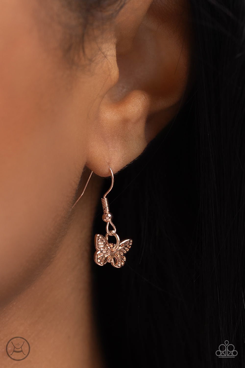 Butterfly Beacon - Rose Gold Necklace - Paparazzi - Dare2bdazzlin N Jewelry