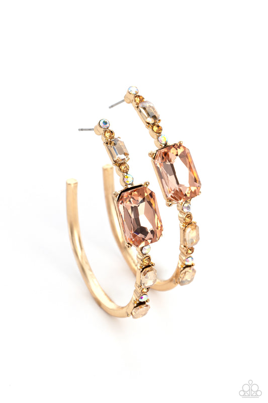 Elite Ensemble - Gold Earring - Paparazzi - Dare2bdazzlin N Jewelry