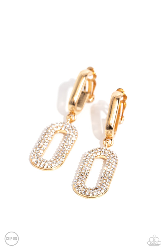 Linked Luxury - Gold Earring - Paparazzi - Dare2bdazzlin N Jewelry