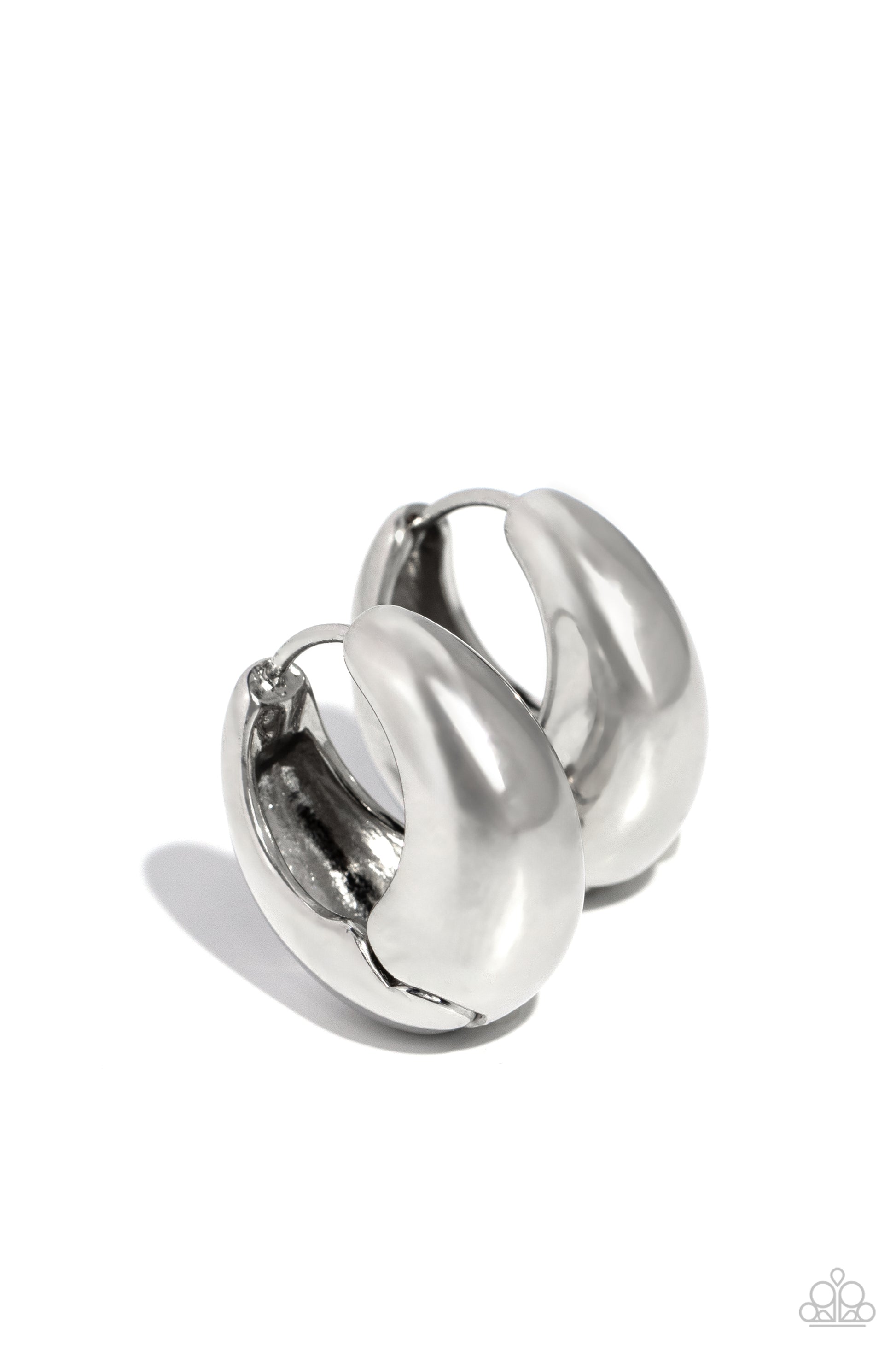 Boss BEVEL - Silver Hoop Earring - Paparazzi - Dare2bdazzlin N Jewelry