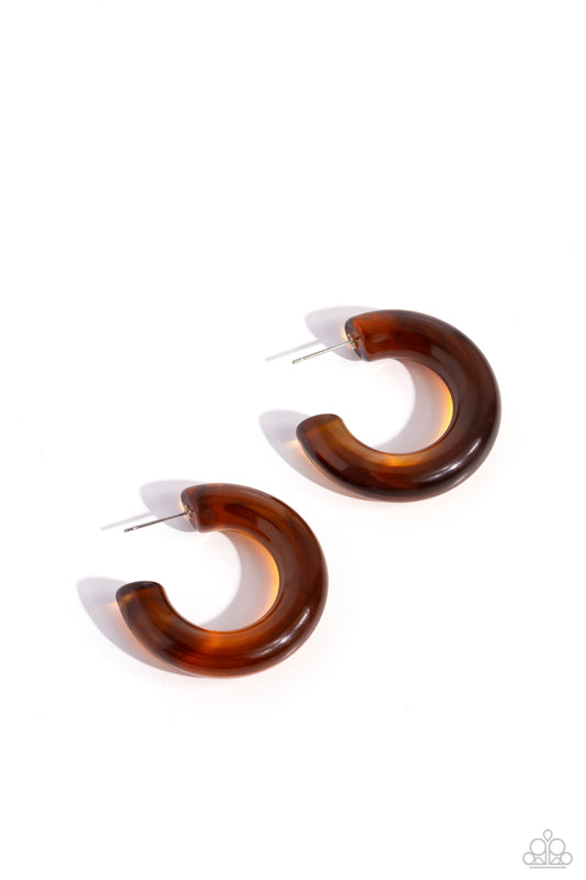 Glassy GAZE - Brown Hoop Earring - Paparazzi - Dare2bdazzlin N Jewelry