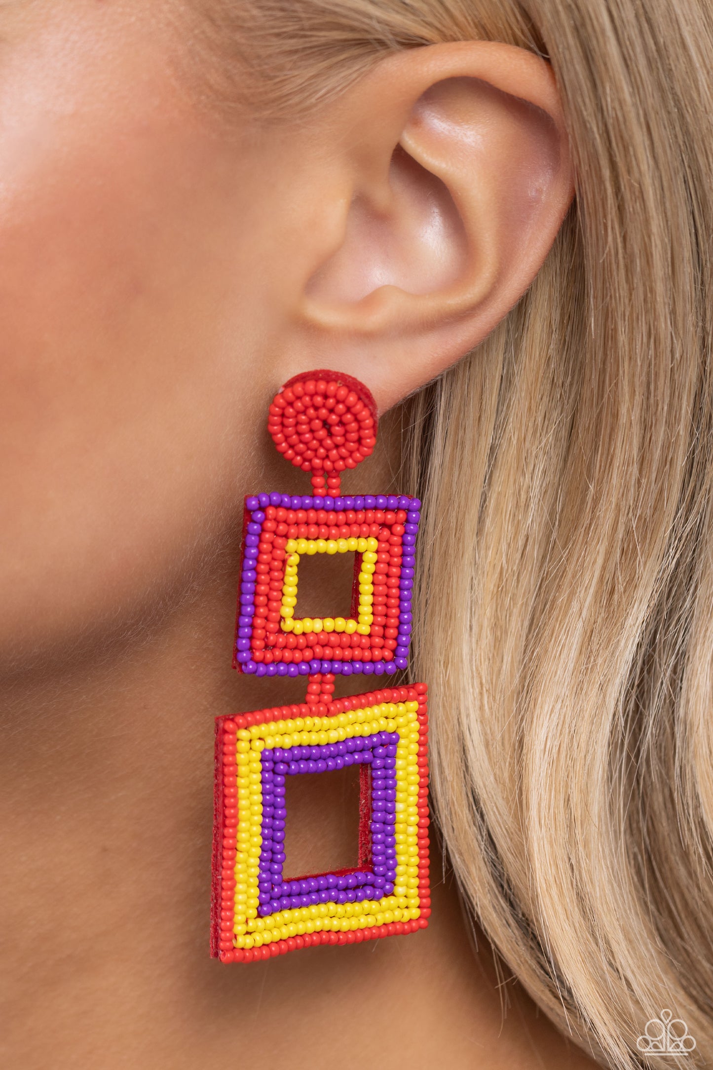 Seize the Squares - Red Earring - Paparazzi - Dare2bdazzlin N Jewelry