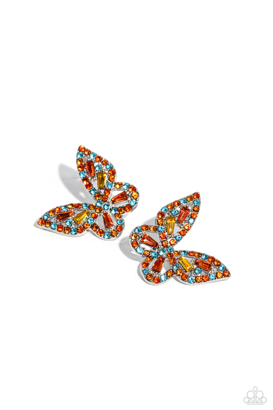 Tilted Takeoff - Orange Post Earring - Paparazzi - Dare2bdazzlin N Jewelry