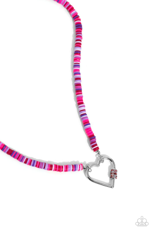 Clearly Carabiner - Red Necklace - Paparazzi - Dare2bdazzlin N Jewelry