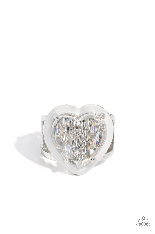 Hallmark Heart - White Ring - Paparazzi - Dare2bdazzlin N Jewelry