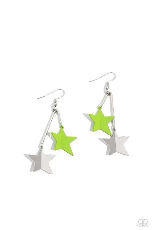 Stellar STAGGER - Green Earring - Paparazzi - Dare2bdazzlin N Jewelry