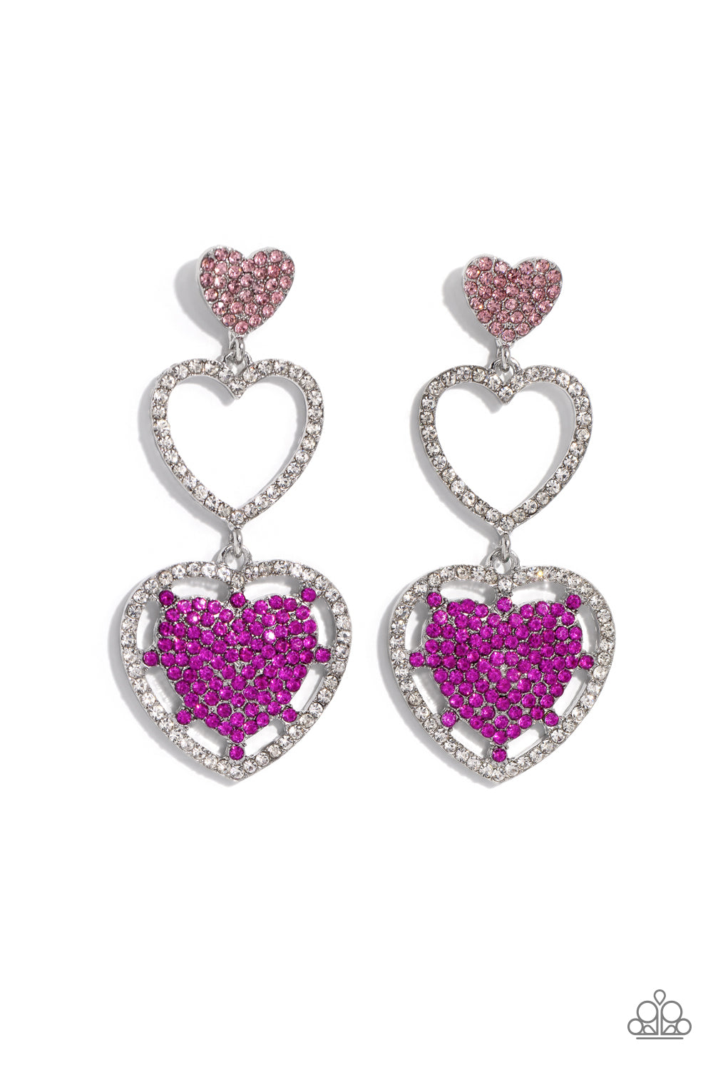 Couples Celebration - Pink Post Earring - Paparazzi - Dare2bdazzlin N Jewelry