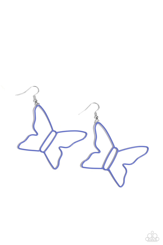 Soaring Silhouettes - Blue Earring - Paparazzi - Dare2bdazzlin N Jewelry