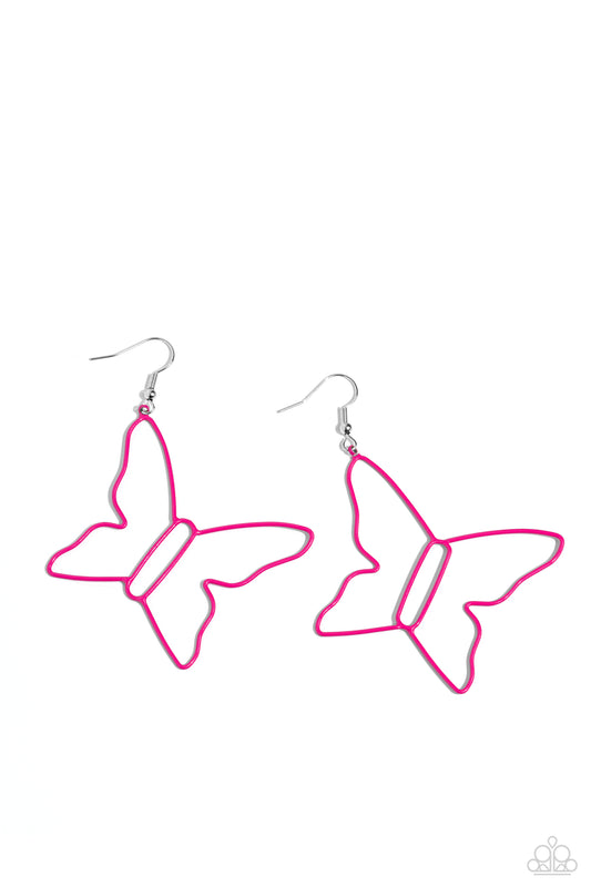 Soaring Silhouettes - Pink Earring - Paparazzi - Dare2bdazzlin N Jewelry
