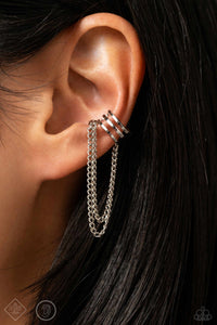 Unlocked Perfection - Silver Earring Cuff - Paparazzi - Dare2bdazzlin N Jewelry