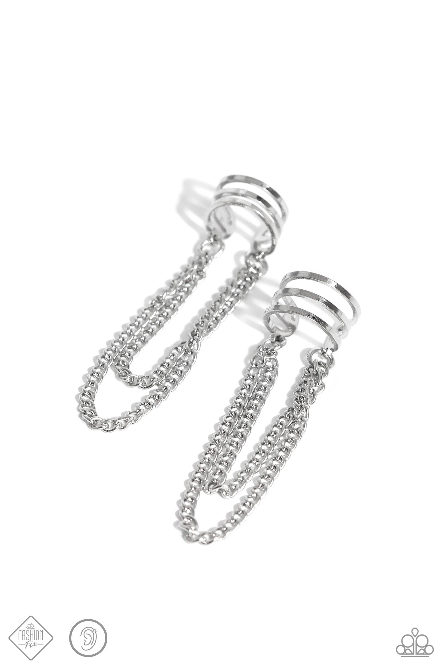 Unlocked Perfection - Silver Earring Cuff - Paparazzi - Dare2bdazzlin N Jewelry