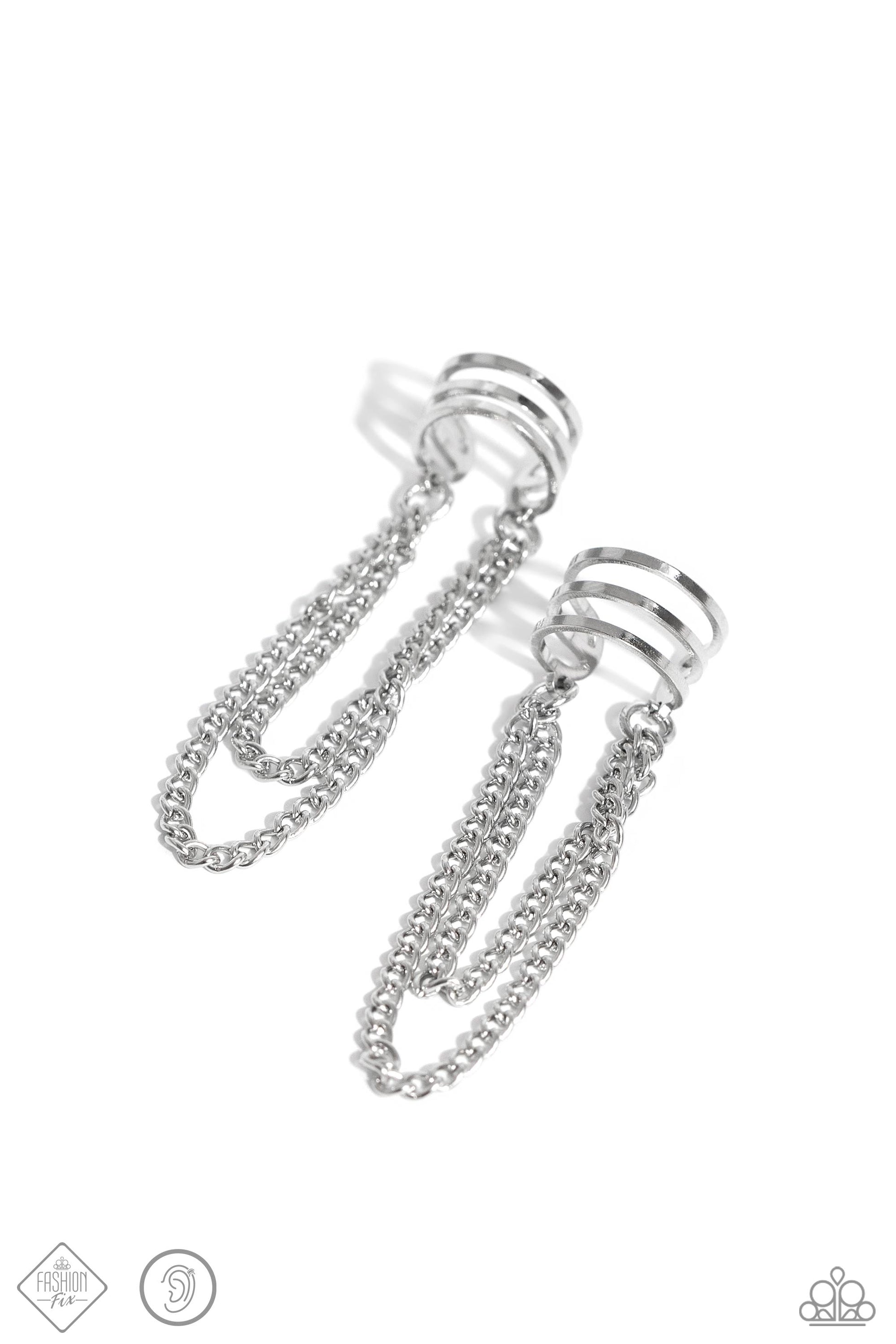Unlocked Perfection - Silver Earring Cuff - Paparazzi - Dare2bdazzlin N Jewelry