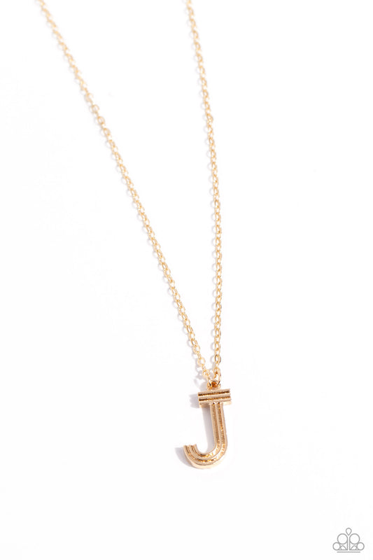 Leave Your Initials - Gold - J Necklace - Paparazzi - Dare2bdazzlin N Jewelry