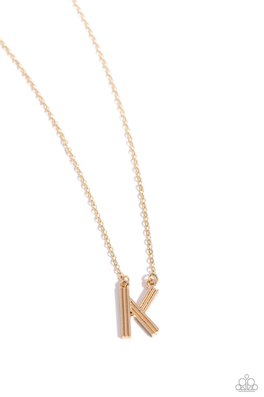 Leave Your Initials - Gold - K Necklace - Paparazzi - Dare2bdazzlin N Jewelry