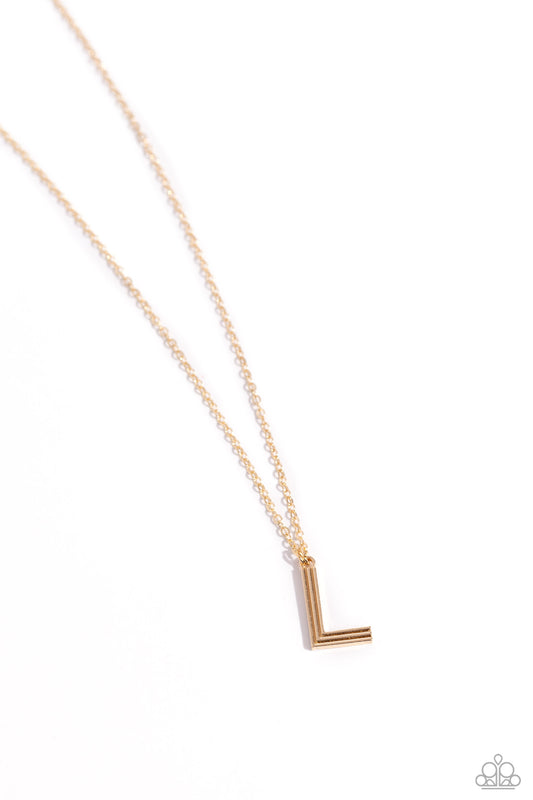 Leave Your Initials - Gold - L Necklace - Paparazzi - Dare2bdazzlin N Jewelry