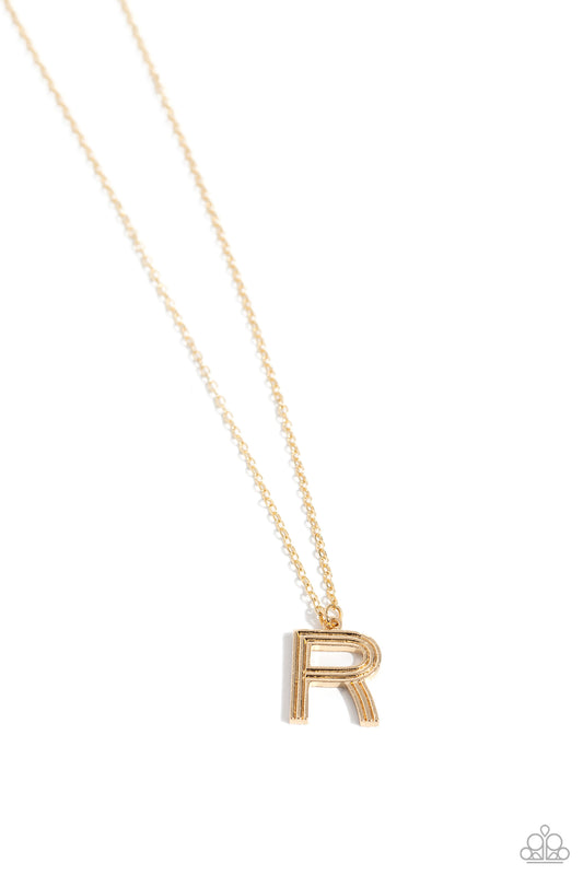 Leave Your Initials - Gold - R Necklace - Paparazzi - Dare2bdazzlin N Jewelry