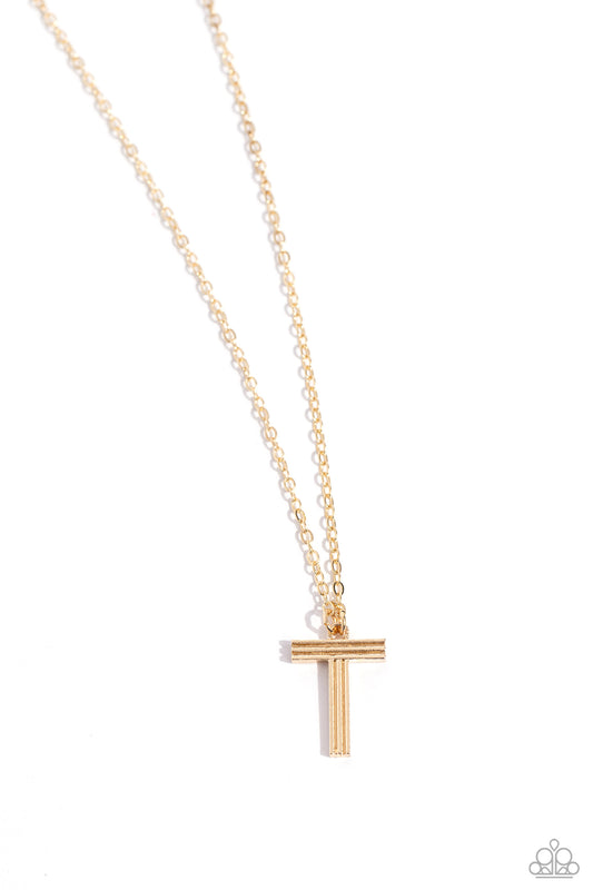 Leave Your Initials - Gold - T Necklace - Paparazzi - Dare2bdazzlin N Jewelry