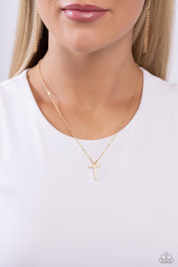 Leave Your Initials - Gold - T Necklace - Paparazzi - Dare2bdazzlin N Jewelry