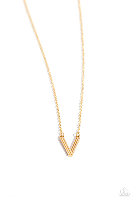 Leave Your Initials - Gold - V Necklace - Paparazzi - Dare2bdazzlin N Jewelry