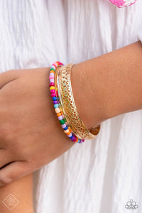 Multicolored Medley - Gold Bracelet - Paparazzi - Dare2bdazzlin N Jewelry