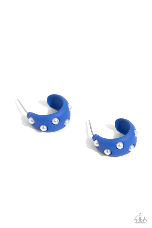 Cover PEARL - Blue Hoop Earring - Paparazzi - Dare2bdazzlin N Jewelry