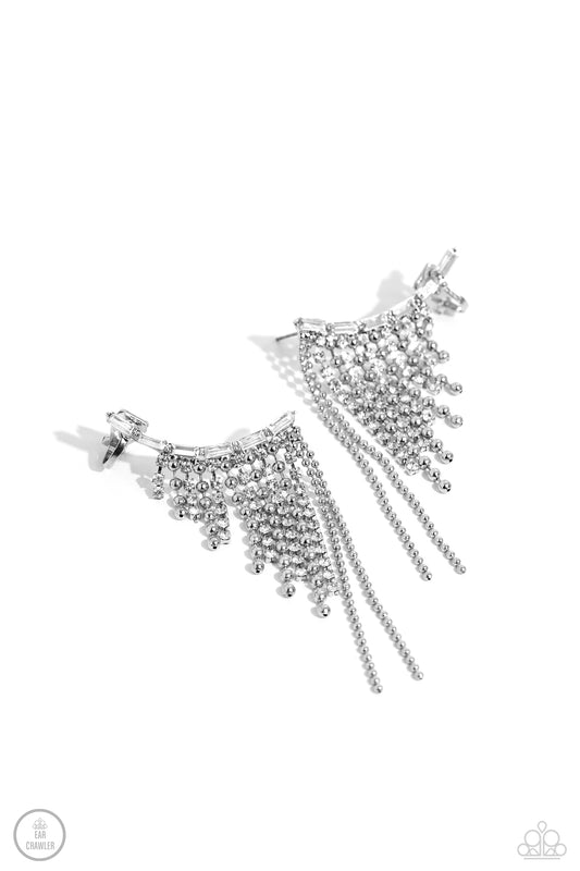 Tapered Tease - White Ear Crawlers - Paparazzi - Dare2bdazzlin N Jewelry