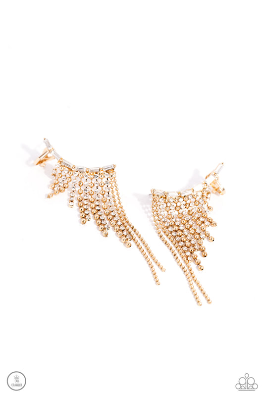 Tapered Tease - Gold Post Crawlers - Paparazzi - Dare2bdazzlin N Jewelry