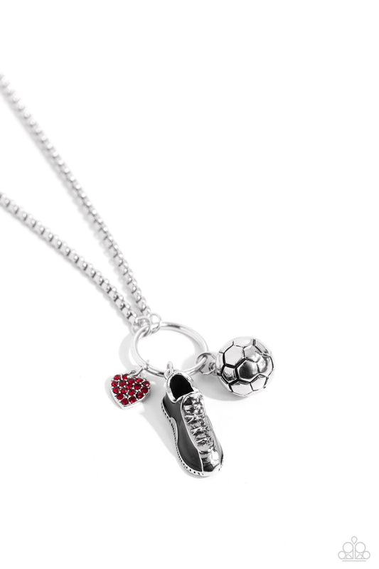 Corner Kick - Red Necklace - Paparazzi - Dare2bdazzlin N Jewelry