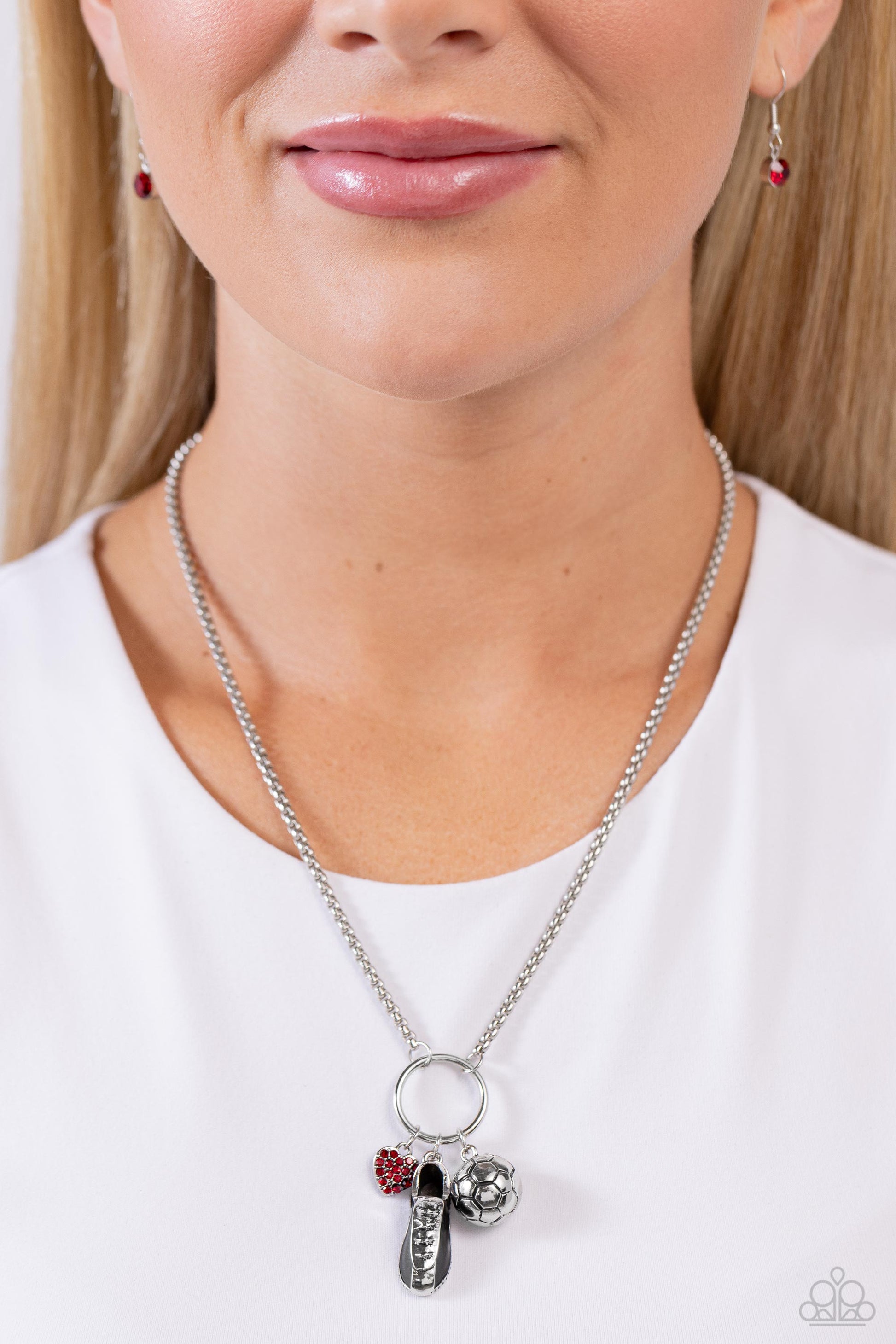 Corner Kick - Red Necklace - Paparazzi - Dare2bdazzlin N Jewelry